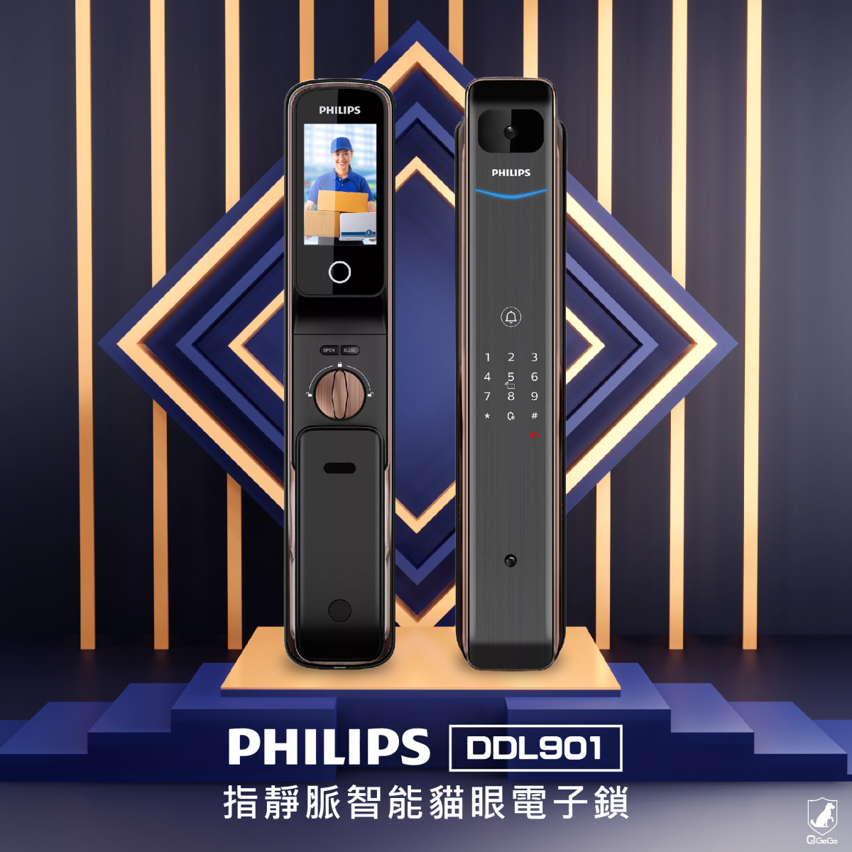 【Philips飛利浦】DDL 901 指靜脈貓眼電子鎖 可視門鈴 雙向通話 室內感應