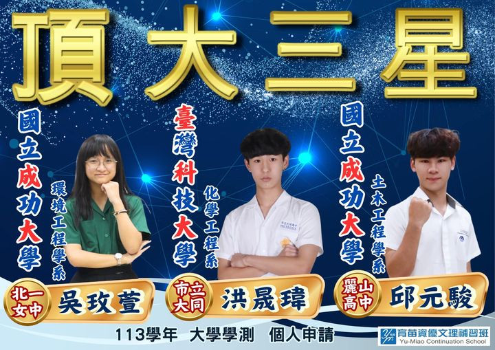 113年學測個人申請育苗文理頂大榜